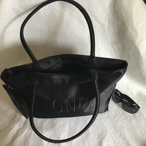 Mondi Black Nylon Tote Bag Purse with matching Wallet / Makeup bag - Picture 4 of 9